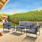 Ensemble de mobilier de jardin 4 pièces Tree City avec table basse, salon de jardin moderne avec canapé, gris