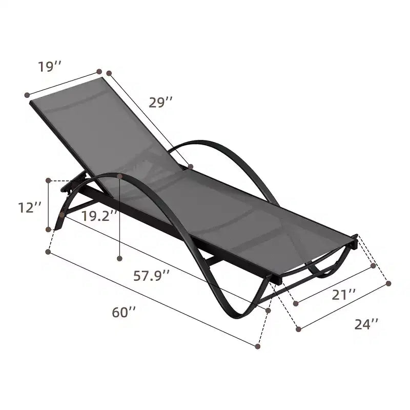 Celebalcony Lounge Chair For Outside Set Of 2, Pool Chaise Lounge With S-Shaped Armrest, Patio Lounge Chairs With Adjustable Backrest