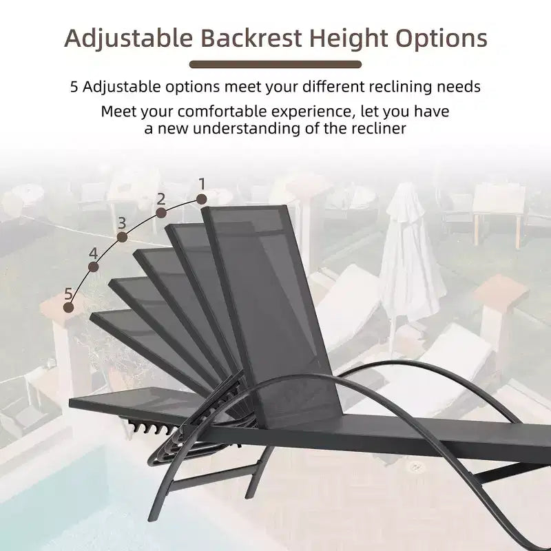 Celebalcony Lounge Chair For Outside Set Of 2, Pool Chaise Lounge With S-Shaped Armrest, Patio Lounge Chairs With Adjustable Backrest