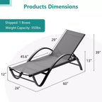 Celebalcony Lounge Chair For Outside Set Of 2, Pool Chaise Lounge With S-Shaped Armrest, Patio Lounge Chairs With Adjustable Backrest