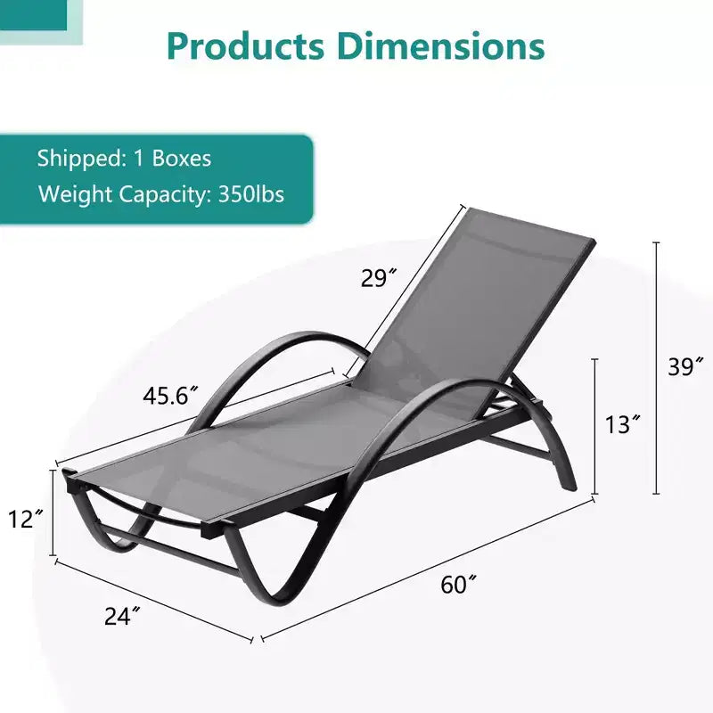 Celebalcony Lounge Chair For Outside Set Of 2, Pool Chaise Lounge With S-Shaped Armrest, Patio Lounge Chairs With Adjustable Backrest