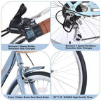 Okak 22IN Cruiser Bikes with Front Basket, Girls Bike with Steel Frame, V-Shape Brake and Comfort Saddles, Adult Bike for Girls and Women