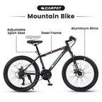 Vélo VTT Okak 24 pouces avec cadre en acier, vélo enfant avec 21 vitesses Shimano, freins à disque double et suspension avant, bicyclette pour adolescents