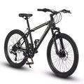 Vélo VTT Okak 24 pouces avec cadre en acier, vélo enfant avec 21 vitesses Shimano, freins à disque double et suspension avant, bicyclette pour adolescents