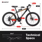 Okak 26IN Mountain Bike with 21 Speeds and Disc Brakes, Kids Dirt Bike with High-Carbon Steel Frame, Mens Bike for Adult & Teenagers