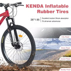Okak 26IN Adult Bike with 24 Speed and Suspension Fork, Mountain Bike with KENDA Tires and Disk Brake, Fat Tire Bike for Men and Women
