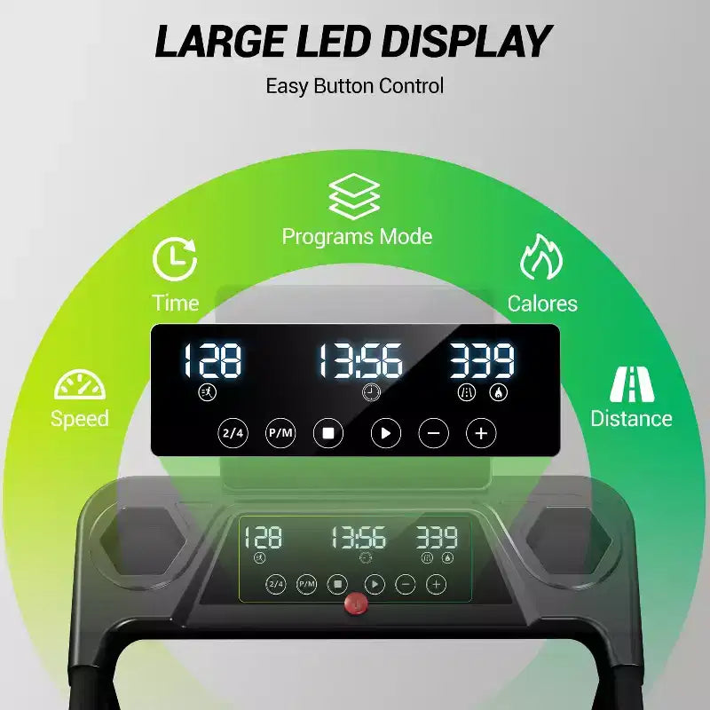 Tapis de course à domicile avec inclinaison de 16 % et barre de maintien, tapis roulant pliable silencieux de 3,0 CV avec écran LED grande capacité
