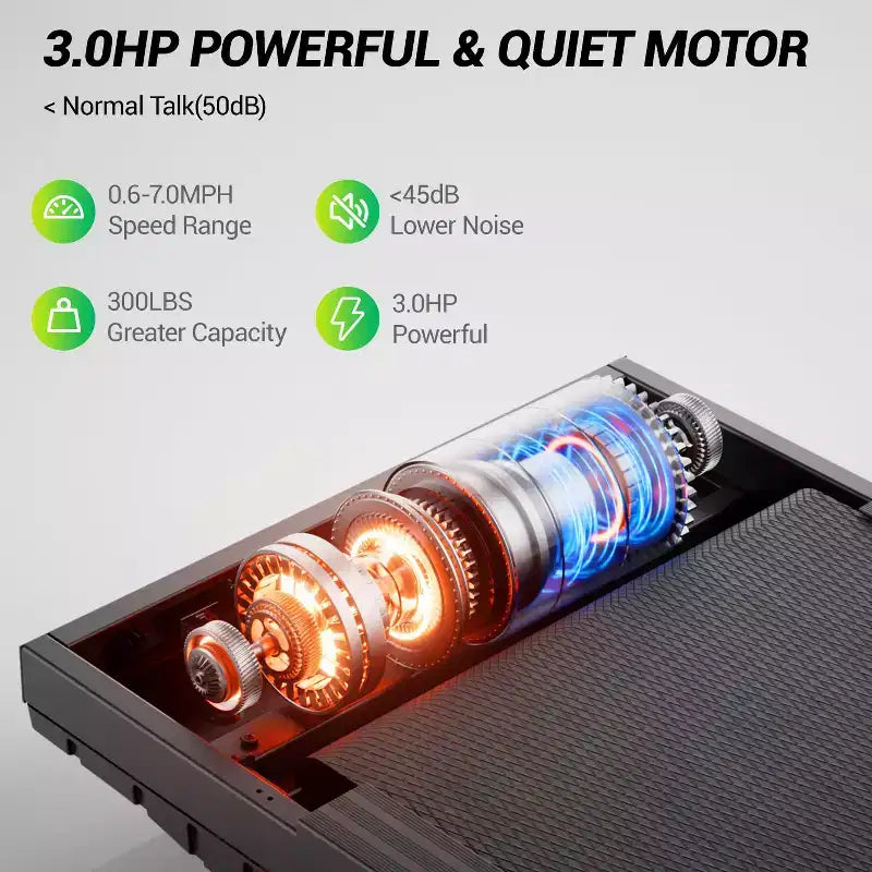 Tapis de course à domicile avec inclinaison de 16 % et barre de maintien, tapis roulant pliable silencieux de 3,0 CV avec écran LED grande capacité