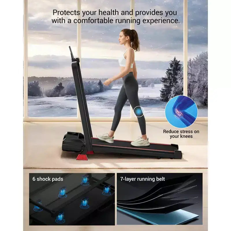 Tapis de course à domicile avec inclinaison de 16 % et barre de maintien, tapis roulant pliable silencieux de 3,0 CV avec écran LED grande capacité