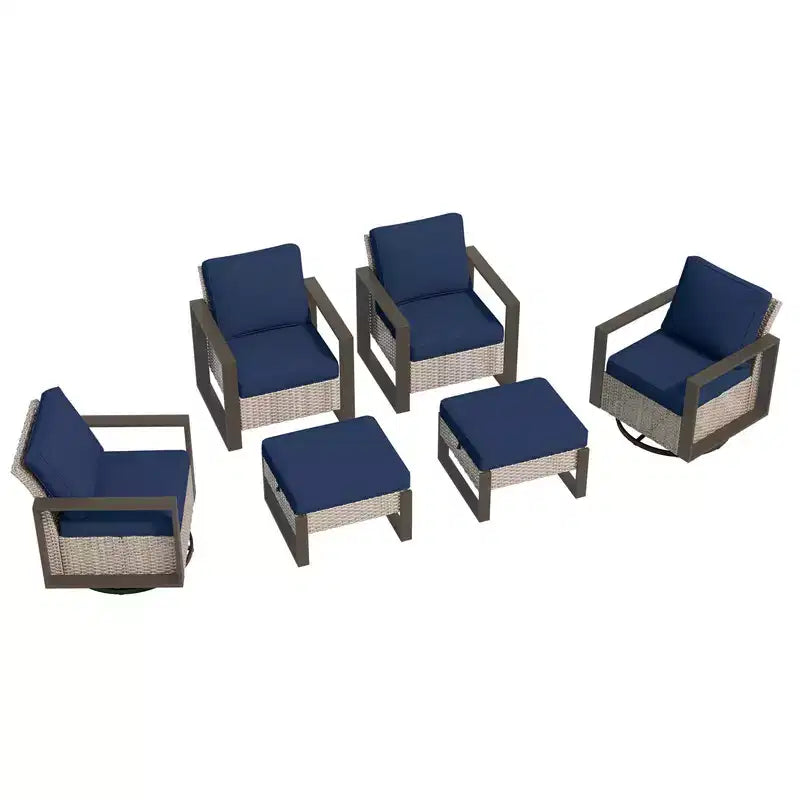 UPTION 6-Piece Wicker Outdoor Sectional Set Patio Conversation