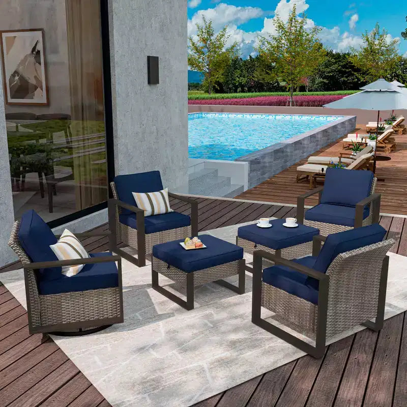 UPTION 6-Piece Wicker Outdoor Sectional Set Patio Conversation