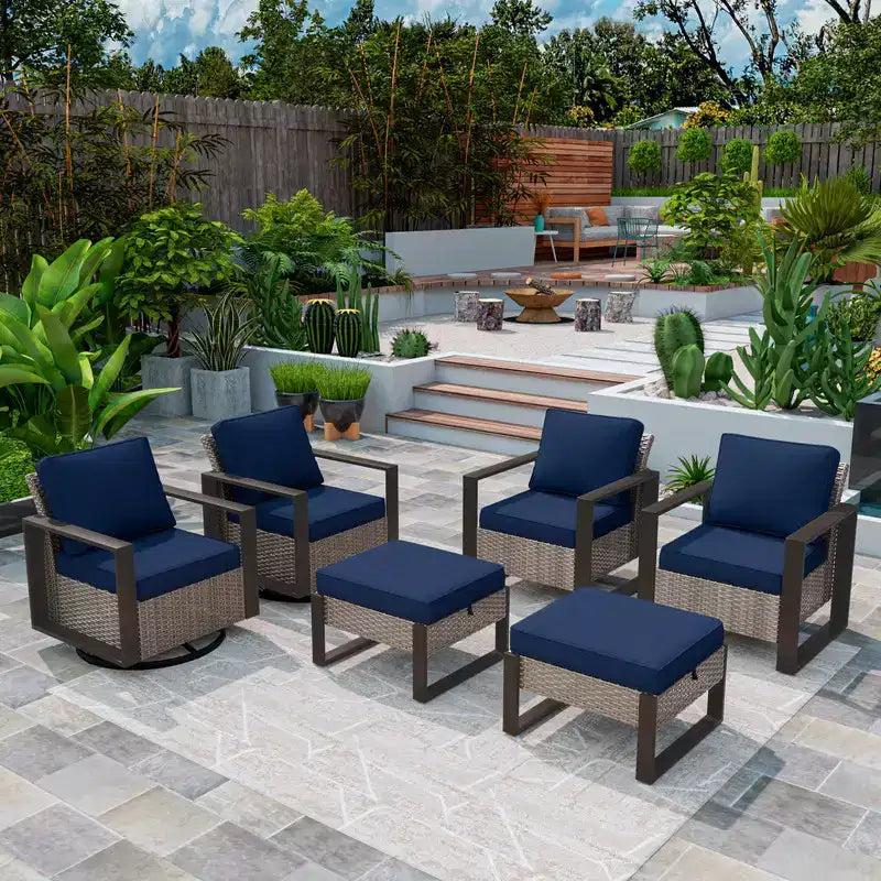 UPTION 6-Piece Wicker Outdoor Sectional Set Patio Conversation