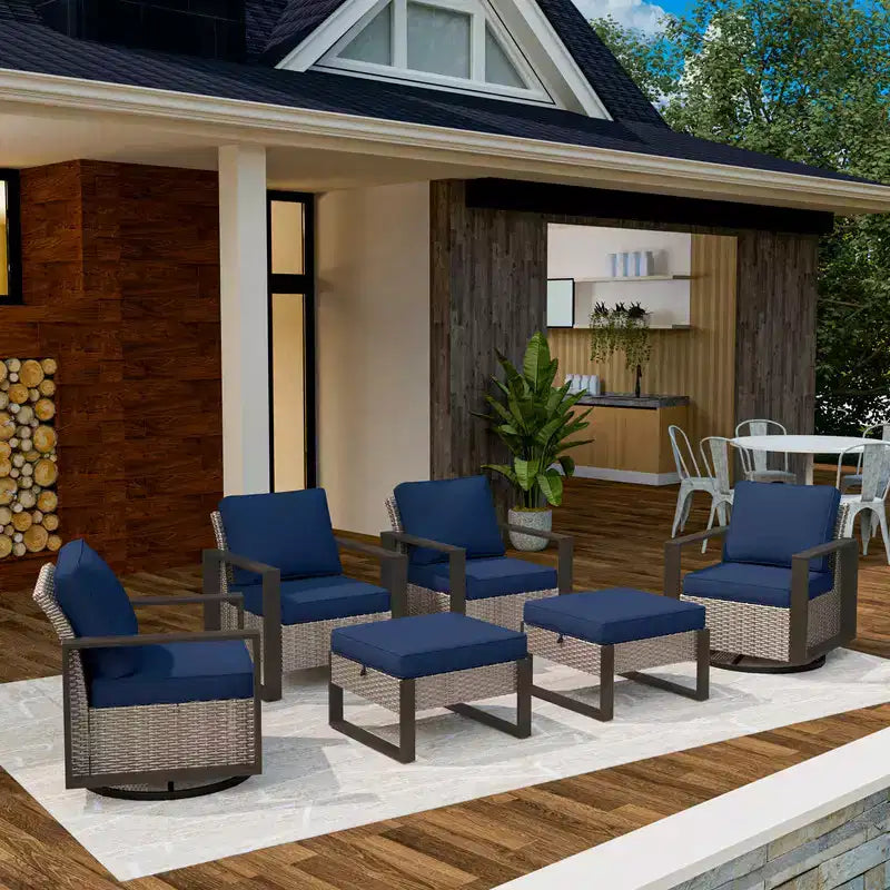 UPTION 6-Piece Wicker Outdoor Sectional Set Patio Conversation
