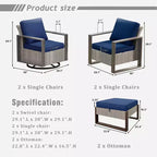 UPTION 6-Piece Wicker Outdoor Sectional Set Patio Conversation