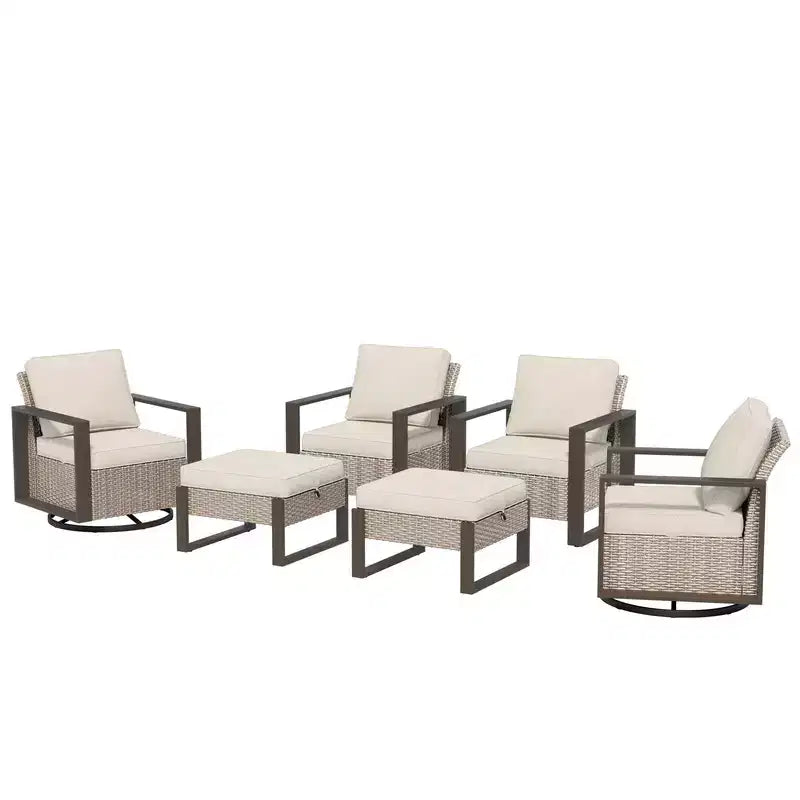 UPTION 6-Piece Wicker Outdoor Sectional Set Patio Conversation