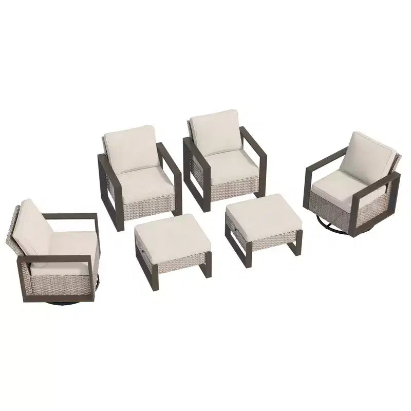 UPTION 6-Piece Wicker Outdoor Sectional Set Patio Conversation
