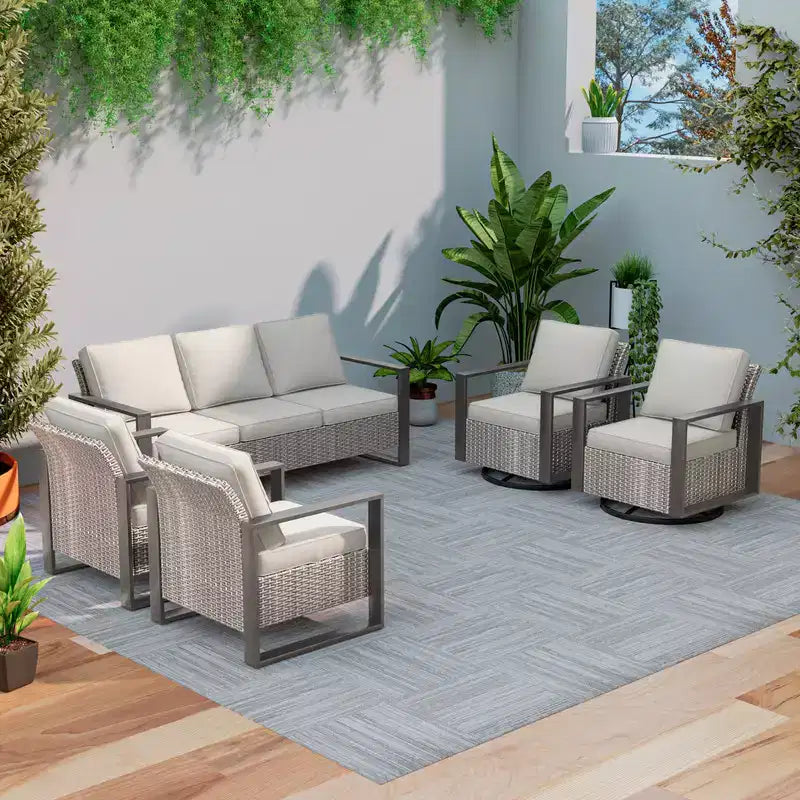 UPTIOT 5-Piece Patio Furniture Chair Outdoor Conversation Set