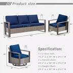 UPTIOT 5-Piece Patio Furniture Chair Outdoor Conversation Set