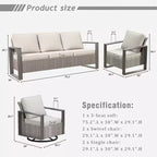 UPTIOT 5-Piece Patio Furniture Chair Outdoor Conversation Set