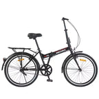 Vélo pliant Okak 24 pouces avec garde-boue et double frein en V, vélo de ville avec cadre en acier et porte-bagages, vélos de croisière pour hommes et femmes