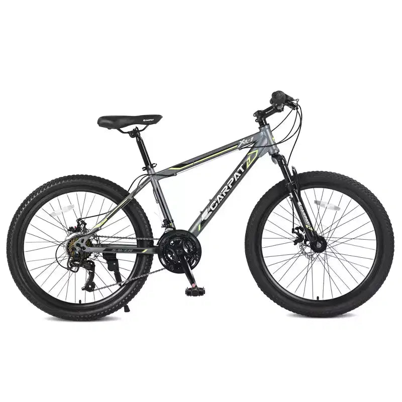VTT Okak 24 pouces avec freins à disque doubles et suspension avant, vélo pour enfants avec 21 vitesses et cadre en acier, vélo pour garçons, filles