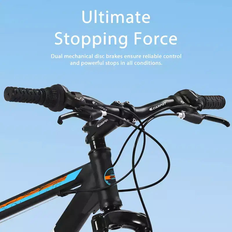 Okak 26IN Mountain Bike with 21 Speeds and Mechanical Disc Brakes, Adult Bike with High-Carbon Steel Frame, Dirt Bike for Kids & Adults