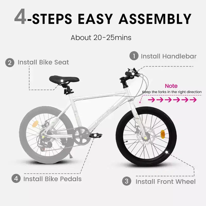 Okak 20IN Toddler Bike with 7-Speed and Steel Frame, Kids Bike with Dual Disc Brakes and 1.75IN Tires, Kids Cruiser Bikes for Boys & Girls