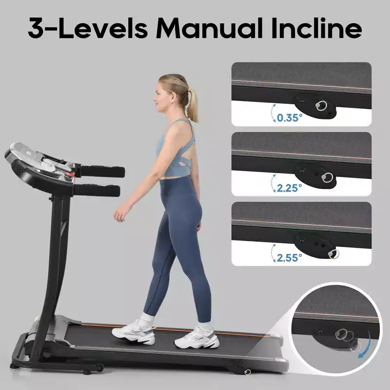 Folding Treadmill for Home with Incline & Heart Rate Sensor, 2.5HP Quiet Motor, USB Charging, Portable Running Walking Machine, 300lbs Capacity