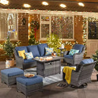 Ensemble de meubles de patio HOMLUX avec chaises pivotantes à bascule pour l'extérieur et table brasero