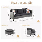 HOMLUX Canapé d'angle d'extérieur, ensemble de canapé d'extérieur modulaire en osier 5 pièces avec poufs, design toutes saisons