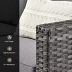 HOMLUX Canapé d'angle d'extérieur, ensemble de canapé d'extérieur modulaire en osier 5 pièces avec poufs, design toutes saisons