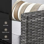 HOMLUX Canapé d'angle d'extérieur, ensemble de canapé d'extérieur modulaire en osier 5 pièces avec poufs, design toutes saisons