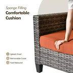 HOMLUX Canapé d'angle d'extérieur, ensemble de canapé d'extérieur modulaire en osier 5 pièces avec poufs, design toutes saisons