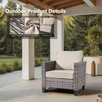 HOMLUX Canapé d'angle d'extérieur, ensemble de canapé d'extérieur modulaire en osier 5 pièces avec poufs, design toutes saisons