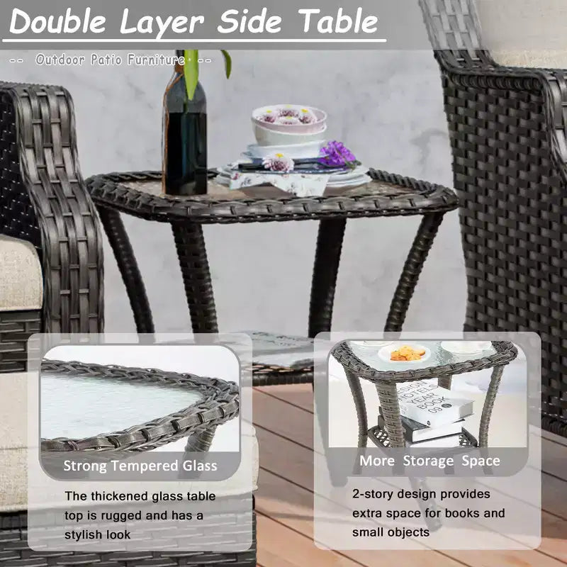 Ensemble de meubles de patio d'extérieur en osier UPTIOT 6 pièces