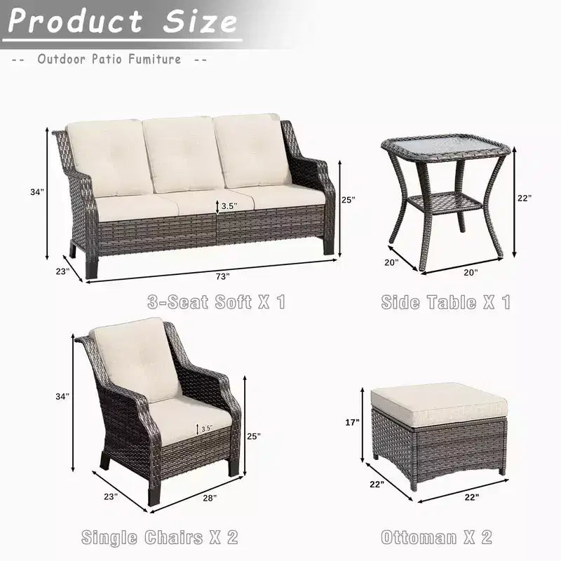 Ensemble de meubles de patio d'extérieur en osier UPTIOT 6 pièces