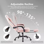 Chaise de jeu Bestier avec support lombaire, chaise de bureau avec hauteur réglable, accoudoirs et appuie-tête, roues rotatives à 360°