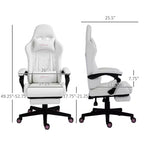 High Back PU Leather Gaming Chair, Racing Computer Chair with Swivel Wheels, Retractable Footrest, Headrest, Lumbar Support, and Armrest