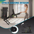 Folding Treadmill with Incline & App - Electric Running Machine for Home, Handrail Speed Controls & Built-In Pulse Monitor, Compact Design