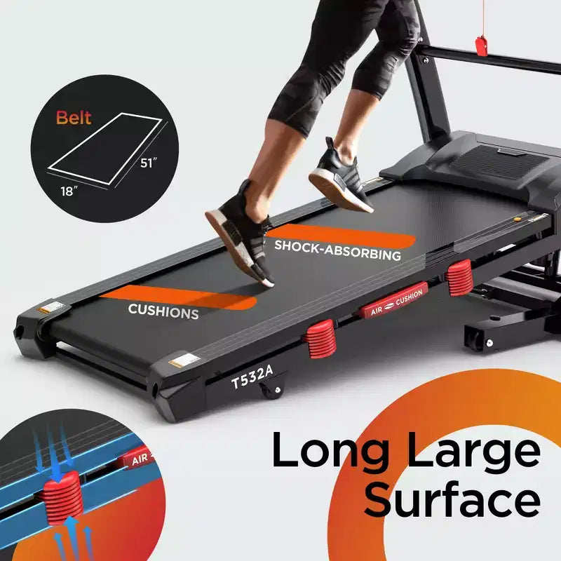 4.5HP Foldable Treadmill for Home, 15 Auto Incline Levels, 300LB Support, 71 Training Programs, FitShow APP Smart Control, 10MPH, Bluetooth Speakers