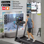 Folding Treadmill for Home with 3.0HP Motor, 300LB Capacity, 3-Level Incline, 7.5MPH Speed, 64 Programs, APP Control, Bluetooth, Free Knee Strap