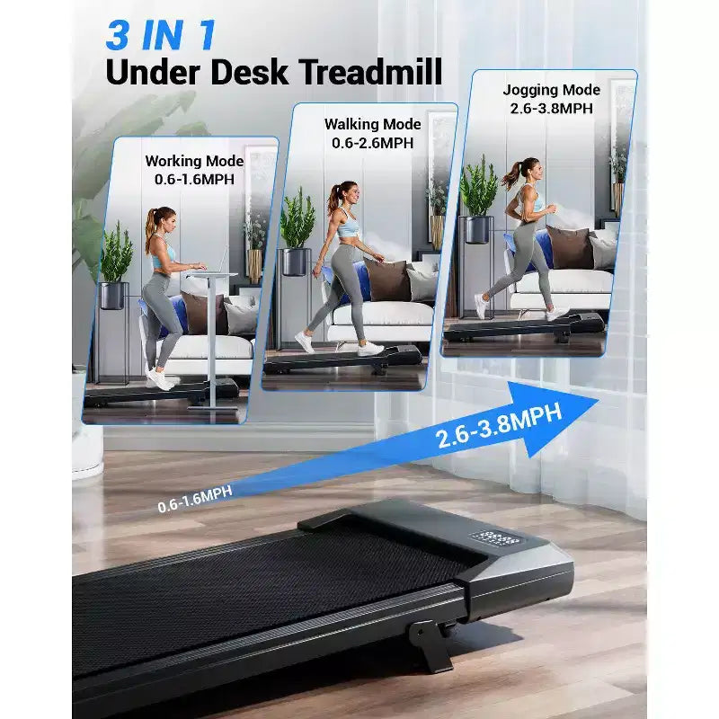 Superun 6% Incline Under Desk Walking Pad 3 In 1 treadmills For Home easy store