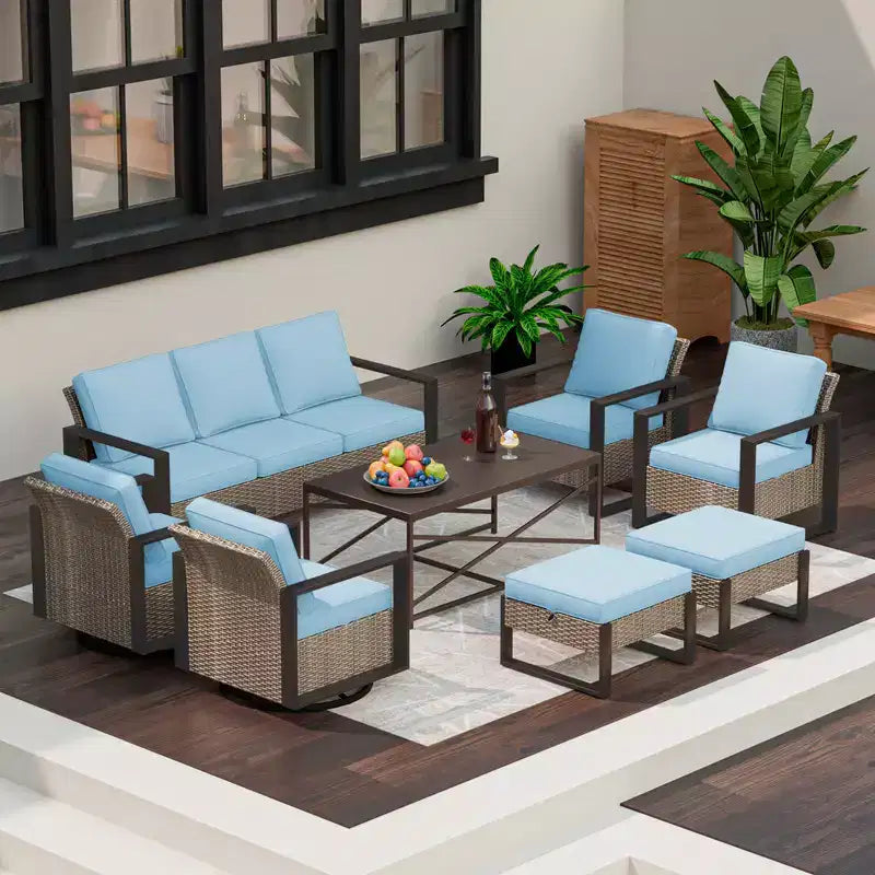 UPTIOT 8-Piece Outdoor Patio Conversation Set