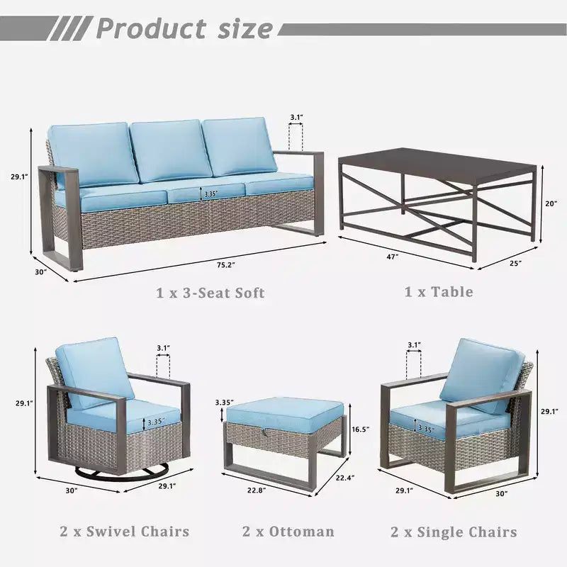 UPTIOT 8-Piece Outdoor Patio Conversation Set