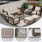 UPTIOT 8-Piece Outdoor Patio Conversation Set