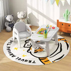 Costway Kids Table and Chair Set w/Cute Dinosaur Modeling Storage Rack & Building Blocks