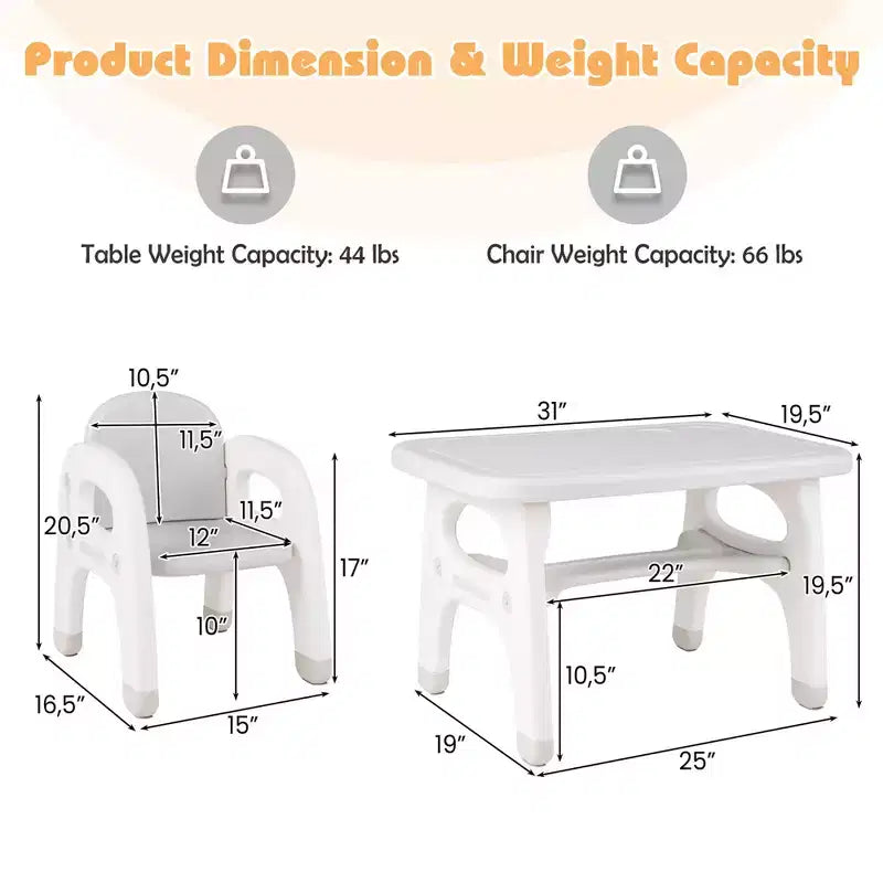 Costway Kids Table and Chair Set w/Cute Dinosaur Modeling Storage Rack & Building Blocks