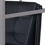 Royal Hampton Metal Futon with Faux Leather Upholstered Tufted Details and Casters, Black