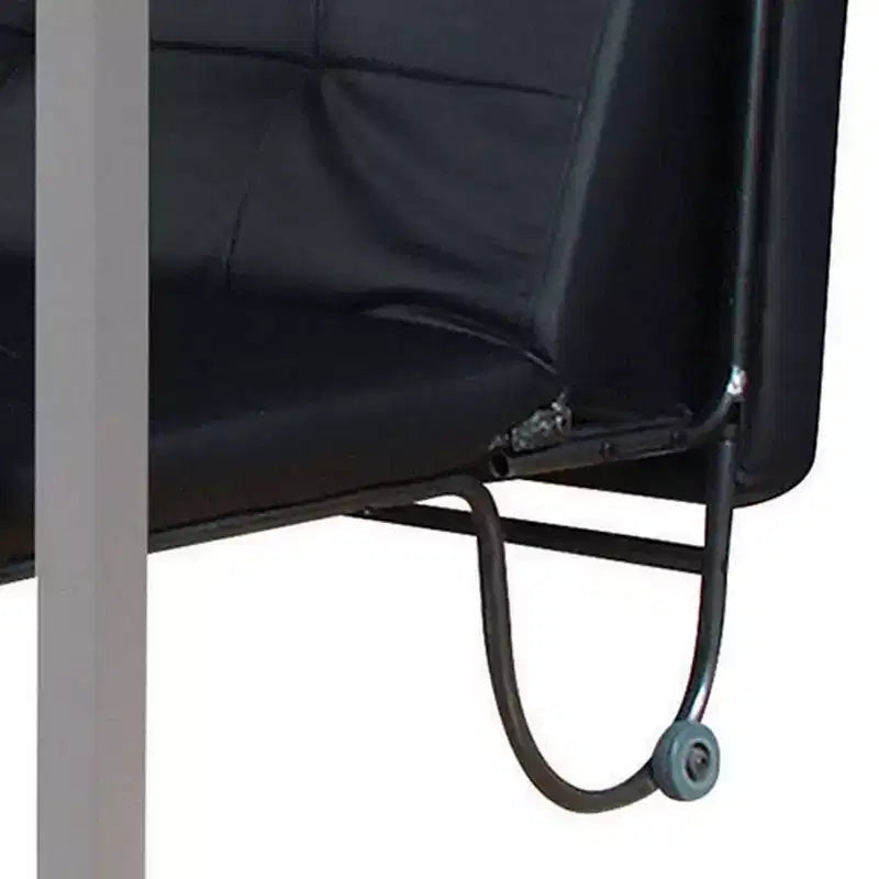 Royal Hampton Metal Futon with Faux Leather Upholstered Tufted Details and Casters, Black
