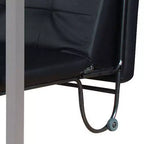 Royal Hampton Metal Futon with Faux Leather Upholstered Tufted Details and Casters, Black